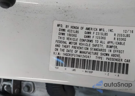 2017 Honda Accord Sport из США, поврежденный, VIN 1HGCR2F57HA124047